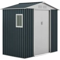 GARDIUN Abri De Jardin En Métal Darwen 2,71 M² Ext. 127x213x205 Cm Acier Galvanisé Gris Anthracite