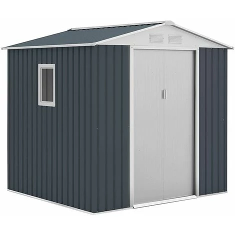 GARDIUN Abri De Jardin En Métal Darlington 4,07 M² Ext. 191x213x205 Cm Acier Galvanisé Gris Anthracite 3 GARDIUN Abri De Jardin En Métal Darlington 4,07 M² Ext. 191x213x205 Cm Acier Galvanisé Gris Anthracite