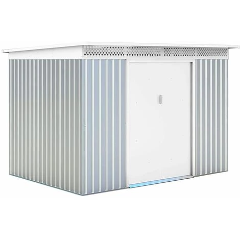 GARDIUN Abri De Jardin En Métal London - 5,71 M² Ext. 206x277x187 Cm Acier Galvanisé Silver/Blanc 3 GARDIUN Abri De Jardin En Métal London - 5,71 M² Ext. 206x277x187 Cm Acier Galvanisé Silver/Blanc