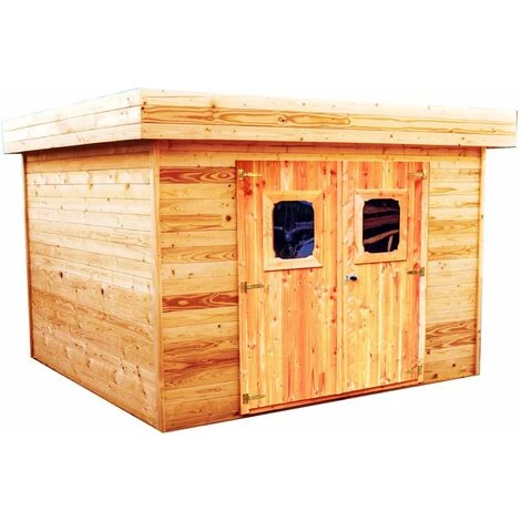 Habrita Abri Madriers En Douglas Massif Toit Plat - 11,49 M2 3 Habrita Abri Madriers En Douglas Massif Toit Plat - 11,49 M2