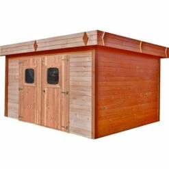 Habrita Abri Madriers En Douglas Massif Toit Plat - 16,89 M2