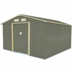 TRIGANO Abri De Jardin Métal Gris/vert 9,05 M² + Kit D'ancrage