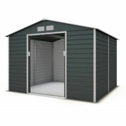 TRIGANO Abri De Jardin Métal Anthracite 6,5 M² + Kit D'ancrage