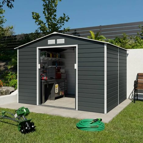 TRIGANO Abri De Jardin Métal Anthracite 6,5 M² + Kit D'ancrage 5 TRIGANO Abri De Jardin Métal Anthracite 6,5 M² + Kit D'ancrage – Image 3