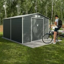 TRIGANO Abri De Jardin Métal Anthracite 8,25 M² + Kit D'ancrage -France Abri de jardin Soldes Boutique 12436068 4