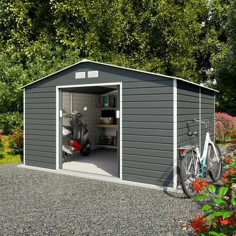TRIGANO Abri De Jardin Métal Anthracite 10,20 M² + Kit D'ancrage 5 TRIGANO Abri De Jardin Métal Anthracite 10,20 M² + Kit D'ancrage – Image 3