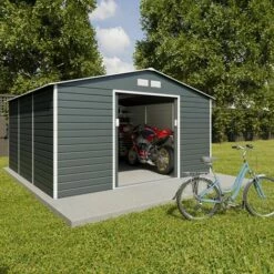 TRIGANO Abri De Jardin Métal Anthracite 12,27 M² + Kit D'ancrage -France Abri de jardin Soldes Boutique 12436070 3