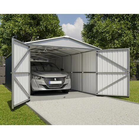 Garage Métal Gris Yardmaster 20,72 M² + Kit D'ancrage 6 Garage Métal Gris Yardmaster 20,72 M² + Kit D'ancrage – Image 4