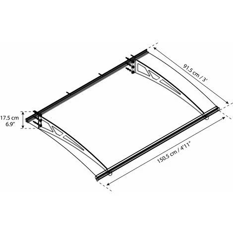 Palram - Canopia | Auvent De Porte Altair 150.5 X 91.5 Cm Grise 7 Palram - Canopia | Auvent De Porte Altair 150.5 X 91.5 Cm Grise – Image 5