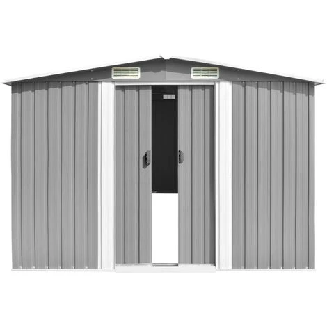 VIDAXL Abri De Jardin 257 X 398 X 178 Cm Métal Gris - Vie En Extérieur - Structures Extérieures - Abris, Garages Et Abris D'auto - Gris - Gris 7 VIDAXL Abri De Jardin 257 X 398 X 178 Cm Métal Gris - Vie En Extérieur - Structures Extérieures - Abris, Garages Et Abris D'auto - Gris - Gris – Image 5