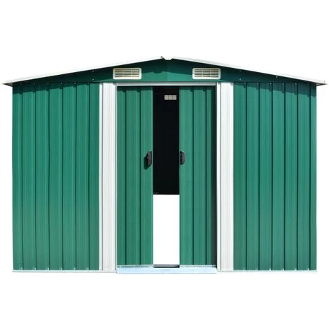 VIDAXL Abri De Jardin 257 X 597 X 178 Cm Métal Vert - Vie En Extérieur - Structures Extérieures - Abris, Garages Et Abris D'auto - Vert - Vert 7 VIDAXL Abri De Jardin 257 X 597 X 178 Cm Métal Vert - Vie En Extérieur - Structures Extérieures - Abris, Garages Et Abris D'auto - Vert - Vert – Image 5