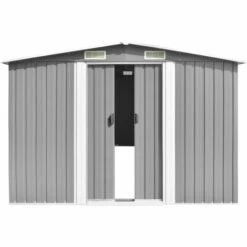 VIDAXL Abri De Jardin 257 X 597 X 178 Cm Métal Gris - Vie En Extérieur - Structures Extérieures - Abris, Garages Et Abris D'auto - Gris - Gris -France Abri de jardin Soldes Boutique 14269366 5