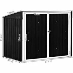 COSTWAY Abri De Jardin De Stockage Cabane De Jardin Métal En Acier Galvanisée Pour Poubelle,Outils,Vélo 173 X 97 X 134CM Gris Foncé -France Abri de jardin Soldes Boutique 15881687 5