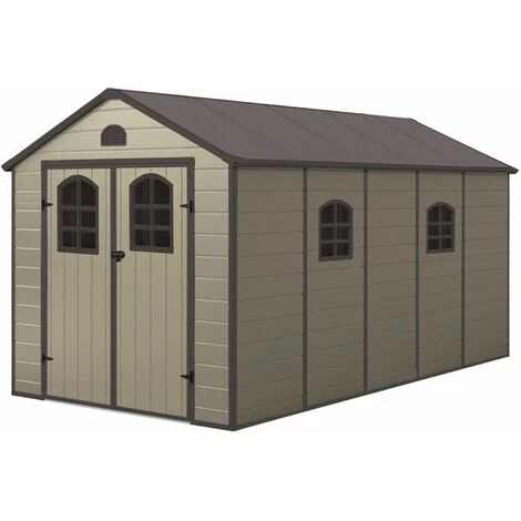 Abri De Jardin En Résine Gardiun Alessia E - 11 M² 456x241x238 Cm Avec Plancher Et Fenêtres Beige 3 Abri De Jardin En Résine Gardiun Alessia E - 11 M² 456x241x238 Cm Avec Plancher Et Fenêtres Beige