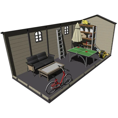 Abri De Jardin En Résine Gardiun Alessia E - 11 M² 456x241x238 Cm Avec Plancher Et Fenêtres Beige 6 Abri De Jardin En Résine Gardiun Alessia E - 11 M² 456x241x238 Cm Avec Plancher Et Fenêtres Beige – Image 4