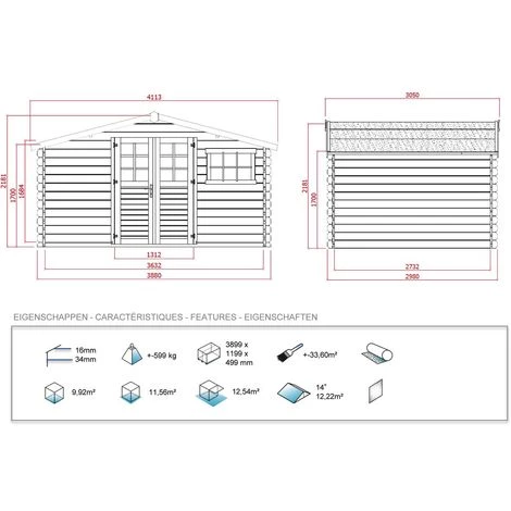 SOLID Abri De Jardin - 12.54 M² - 4.13 X 3.05 X 2.18 M - 34 Mm. 5 SOLID Abri De Jardin - 12.54 M² - 4.13 X 3.05 X 2.18 M - 34 Mm. – Image 3
