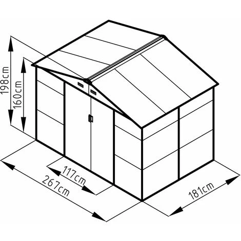 TRIGANO Abri De Jardin Métal Anthracite 4,83 M² + Kit D'ancrage 4 TRIGANO Abri De Jardin Métal Anthracite 4,83 M² + Kit D'ancrage – Image 2