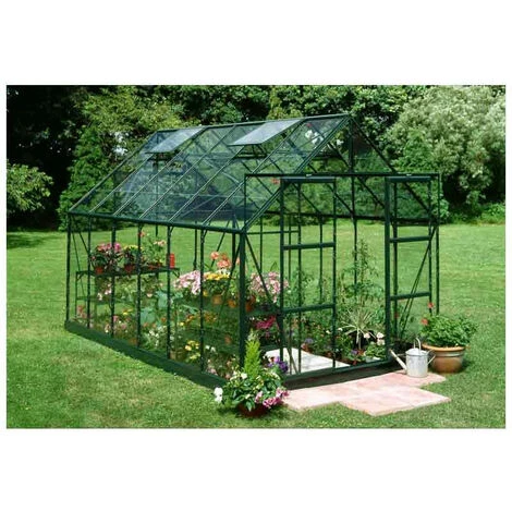 HALLS Serre En Verre Horticole Magnum 128 - 9.90 M² , Couleur Forest Green, Base Sans Base - Forest Green 4 HALLS Serre En Verre Horticole Magnum 128 - 9.90 M² , Couleur Forest Green, Base Sans Base - Forest Green – Image 2