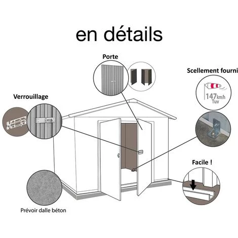 Forest Style MADEIRA- Abri De Jardin En Métal 6.54 M² - Cabane / Remise De Jardin Et Tondeuse- Rangement Vélos- Rangement De Matériel De Piscine Et Barbecue- Pas Cher-simple Porte - Tolle Galvanisée 300 X 218 Cm Hauteur 180 Cm- Barkly 5 Forest Style MADEIRA- Abri De Jardin En Métal 6.54 M² - Cabane / Remise De Jardin Et Tondeuse- Rangement Vélos- Rangement De Matériel De Piscine Et Barbecue- Pas Cher-simple Porte - Tolle Galvanisée 300 X 218 Cm Hauteur 180 Cm- Barkly – Image 3