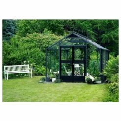 JULIANA Serre En Verre Trempé Premium 13 M², Couleur Anthracite, Base Avec Base - Anthracite