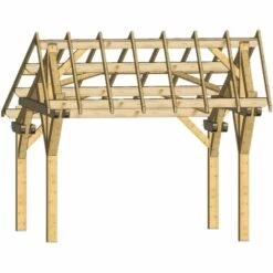 Habrita Carport Double Pente Asymétrique Sans Couverture - 1 Voiture - Surface Extérieure : 19,70 M2