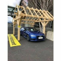 Habrita Carport Double Pente Asymétrique Sans Couverture - 1 Voiture - Surface Extérieure : 19,70 M2 -France Abri de jardin Soldes Boutique 17909036 3