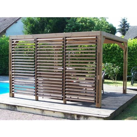 Habrita Pergola En Bois Massif Traité - Ventelles Mobiles - Dimensions 341 X 313 Cm - Visserie Inox 4 Habrita Pergola En Bois Massif Traité - Ventelles Mobiles - Dimensions 341 X 313 Cm - Visserie Inox – Image 2