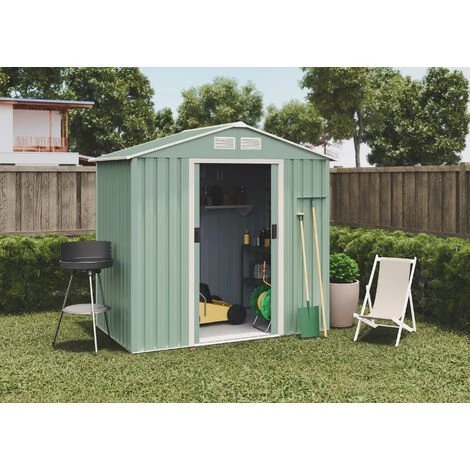 Abri De Jardin Wasabi Light Green S 2.43 M2 - Garantie 10 Ans - 194x110x188cm. Remise Métal 6 Abri De Jardin Wasabi Light Green S 2.43 M2 - Garantie 10 Ans - 194x110x188cm. Remise Métal – Image 4