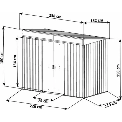 Zelsius Remise à Outils Avec Porte Coulissante (L) 238 X (P) 132 X (H) 180 Cm | 4 Zelsius Remise à Outils Avec Porte Coulissante (L) 238 X (P) 132 X (H) 180 Cm | – Image 2