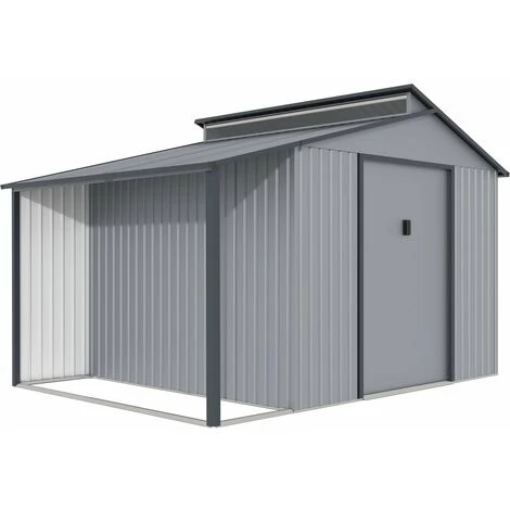 HABITAT ET JARDIN Abri De Jardin Métal Avec Pergola "Madras" - 9.12 M² - 355 X 257 X 237 Cm - Gris 3 HABITAT ET JARDIN Abri De Jardin Métal Avec Pergola "Madras" - 9.12 M² - 355 X 257 X 237 Cm - Gris