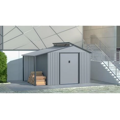 HABITAT ET JARDIN Abri De Jardin Métal Avec Pergola "Madras" - 9.12 M² - 355 X 257 X 237 Cm - Gris 4 HABITAT ET JARDIN Abri De Jardin Métal Avec Pergola "Madras" - 9.12 M² - 355 X 257 X 237 Cm - Gris – Image 2