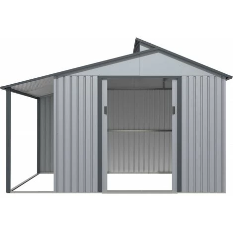 HABITAT ET JARDIN Abri De Jardin Métal Avec Pergola "Madras" - 9.12 M² - 355 X 257 X 237 Cm - Gris 5 HABITAT ET JARDIN Abri De Jardin Métal Avec Pergola "Madras" - 9.12 M² - 355 X 257 X 237 Cm - Gris – Image 3