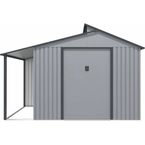 HABITAT ET JARDIN Abri De Jardin Métal Avec Pergola "Madras" - 9.12 M² - 355 X 257 X 237 Cm - Gris 6 HABITAT ET JARDIN Abri De Jardin Métal Avec Pergola "Madras" - 9.12 M² - 355 X 257 X 237 Cm - Gris – Image 4