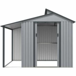 HABITAT ET JARDIN Abri De Jardin Métal Avec Pergola "Madras" - 5.64 M² - 193 X 292 X 229 Cm - Gris -France Abri de jardin Soldes Boutique 18275115 4