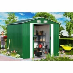 GARDEBRUK Abri De Jardin En Métal Vert 14,65m³ Cabane Remise Rangement Vélos Outils Bricolage 8 GARDEBRUK Abri De Jardin En Métal Vert 14,65m³ Cabane Remise Rangement Vélos Outils Bricolage -France Abri de jardin Soldes Boutique 18475287 2