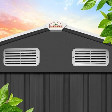 GARDEBRUK Abri De Jardin En Métal Anthracite - 14,65 M³ - Cabane/Remise De Jardin - Rangement Vélos/outils - Gris 7 GARDEBRUK Abri De Jardin En Métal Anthracite - 14,65 M³ - Cabane/Remise De Jardin - Rangement Vélos/outils - Gris – Image 5