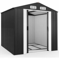 GARDEBRUK Abri De Jardin En Métal 5m² Avec Cadre De Sol Cabane De Jardin Anthracite Remise Cabanon Rangement Outils Vélos
