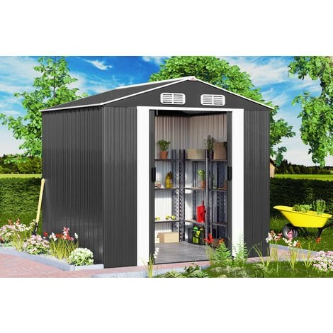 GARDEBRUK Abri De Jardin En Métal 5m² Avec Cadre De Sol Cabane De Jardin Anthracite Remise Cabanon Rangement Outils Vélos 4 GARDEBRUK Abri De Jardin En Métal 5m² Avec Cadre De Sol Cabane De Jardin Anthracite Remise Cabanon Rangement Outils Vélos – Image 2