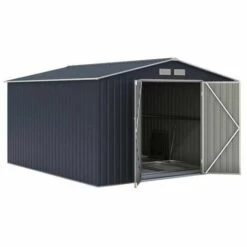 AUTRES Abri De Jardin En Métal 8,84m² - 2 Portes Battantes - Gris Anthracite