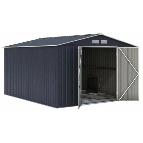 AUTRES Abri De Jardin En Métal 8,84m² - 2 Portes Battantes - Gris Anthracite 3 AUTRES Abri De Jardin En Métal 8,84m² - 2 Portes Battantes - Gris Anthracite