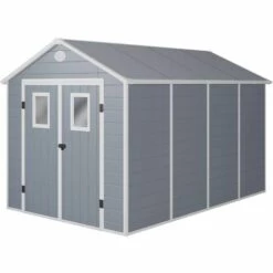 HABITAT ET JARDIN Abri De Jardin Résine "Texas" - 8.82 M² - 368 X 242 X 239 Cm - Gris