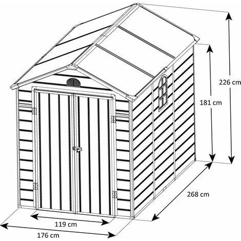 Abri De Jardin Résine Beige Trigano 4,72 M² + Kit D'ancrage 4 Abri De Jardin Résine Beige Trigano 4,72 M² + Kit D'ancrage – Image 2