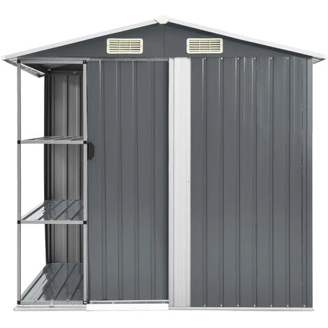 ASUPERMALL Abri De Jardin Avec Etagere Gris 205x130x183 Cm Fer 5 ASUPERMALL Abri De Jardin Avec Etagere Gris 205x130x183 Cm Fer – Image 3