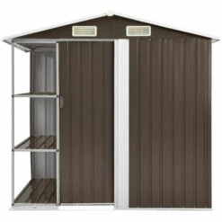 ASUPERMALL Abri De Jardin Avec Etagere Marron 205x130x183 Cm Fer 9 ASUPERMALL Abri De Jardin Avec Etagere Marron 205x130x183 Cm Fer -France Abri de jardin Soldes Boutique 23513353 3
