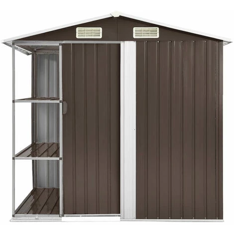 ASUPERMALL Abri De Jardin Avec Etagere Marron 205x130x183 Cm Fer 5 ASUPERMALL Abri De Jardin Avec Etagere Marron 205x130x183 Cm Fer – Image 3