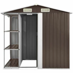 ASUPERMALL Abri De Jardin Avec Etagere Marron 205x130x183 Cm Fer 10 ASUPERMALL Abri De Jardin Avec Etagere Marron 205x130x183 Cm Fer -France Abri de jardin Soldes Boutique 23513353 4