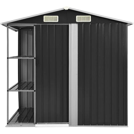 ASUPERMALL Abri De Jardin Avec Etagere Anthracite 205x130x183 Cm Fer 5 ASUPERMALL Abri De Jardin Avec Etagere Anthracite 205x130x183 Cm Fer – Image 3