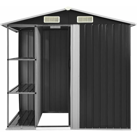 ASUPERMALL Abri De Jardin Avec Etagere Anthracite 205x130x183 Cm Fer 6 ASUPERMALL Abri De Jardin Avec Etagere Anthracite 205x130x183 Cm Fer – Image 4