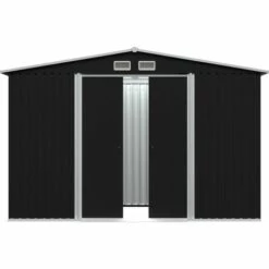 Topdeal Abri De Stockage Pour Jardin Anthracite Acier 257x205x178 Cm 11 Topdeal Abri De Stockage Pour Jardin Anthracite Acier 257x205x178 Cm -France Abri de jardin Soldes Boutique 23542222 5