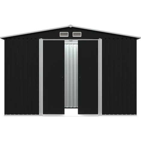 Topdeal Abri De Stockage Pour Jardin Anthracite Acier 257x205x178 Cm 7 Topdeal Abri De Stockage Pour Jardin Anthracite Acier 257x205x178 Cm – Image 5